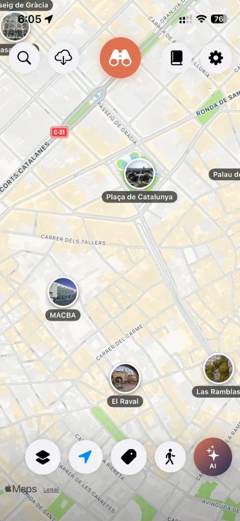 LociGuide map showing landmarks nearby