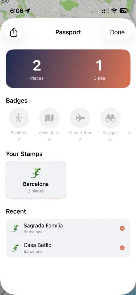 Visited Places Stamps